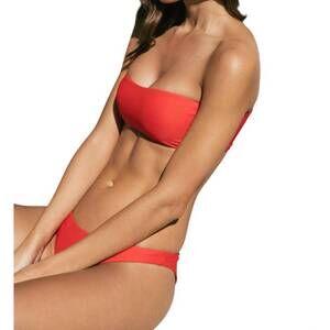 NEW JADE SWIM women's all around bandeau top in coral terry